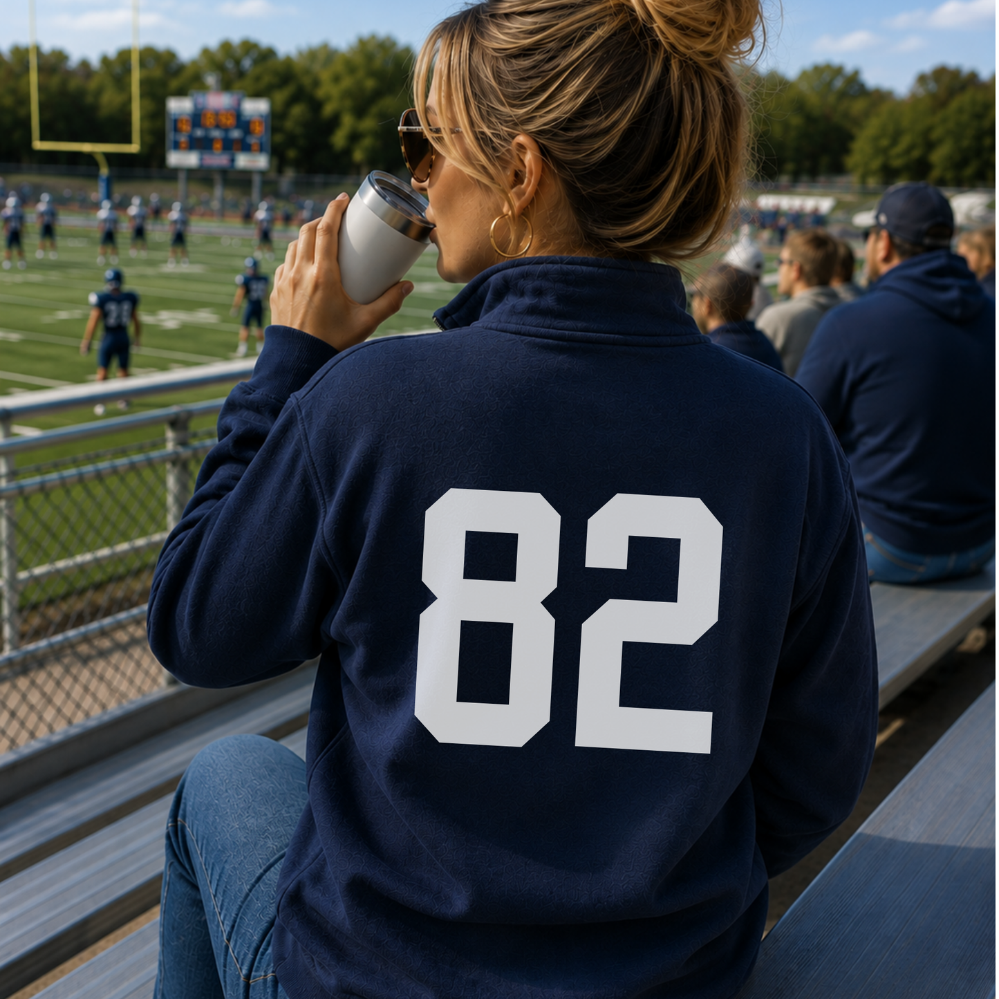 Football Mom Customized 1/4 Zip Pullover Sweatshirt
