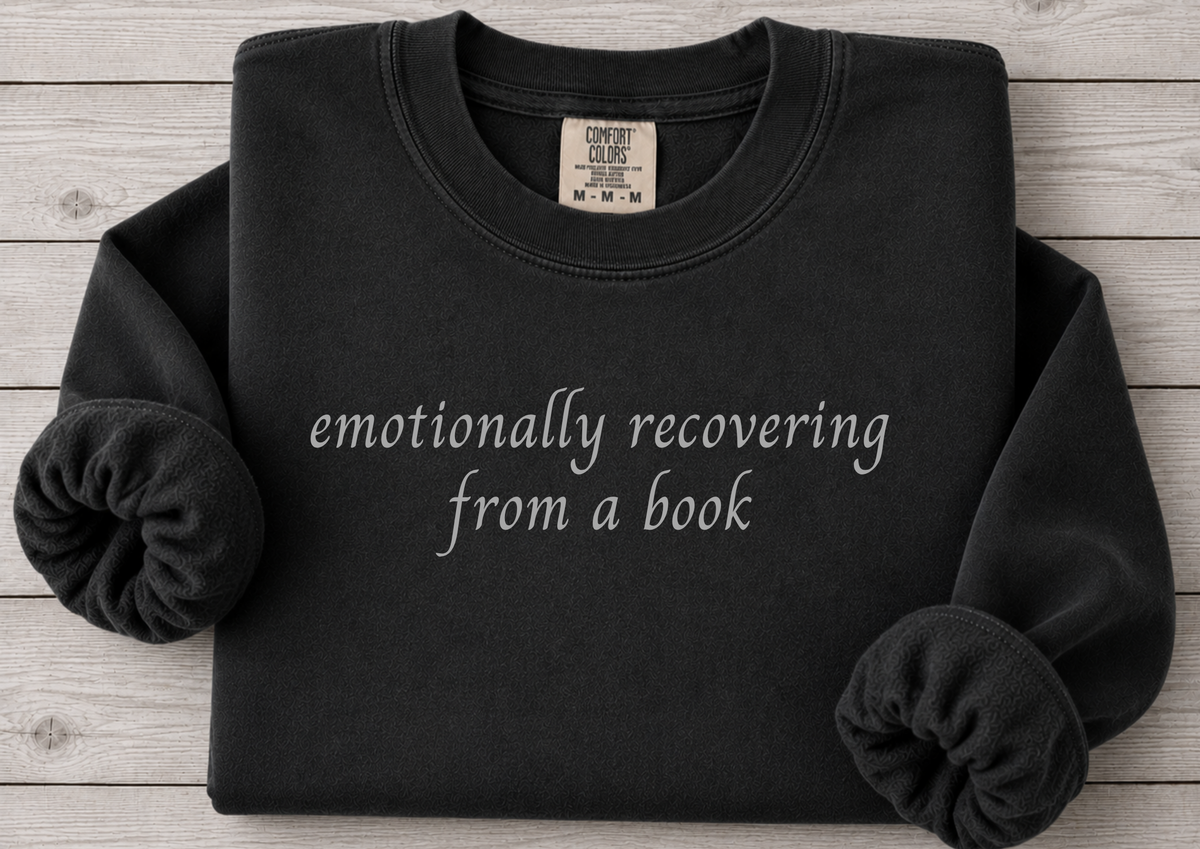 Recovering from a Book | Black Monochrome Crewneck