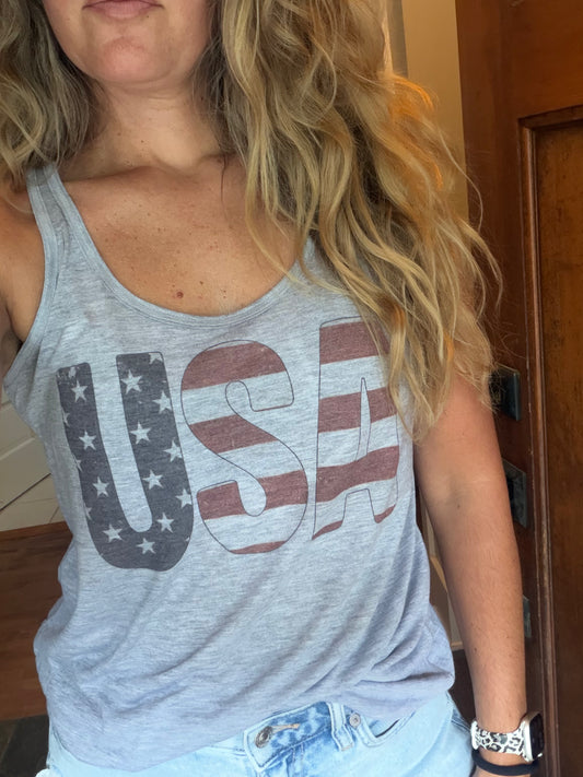 Women’s USA flowy racerback tank