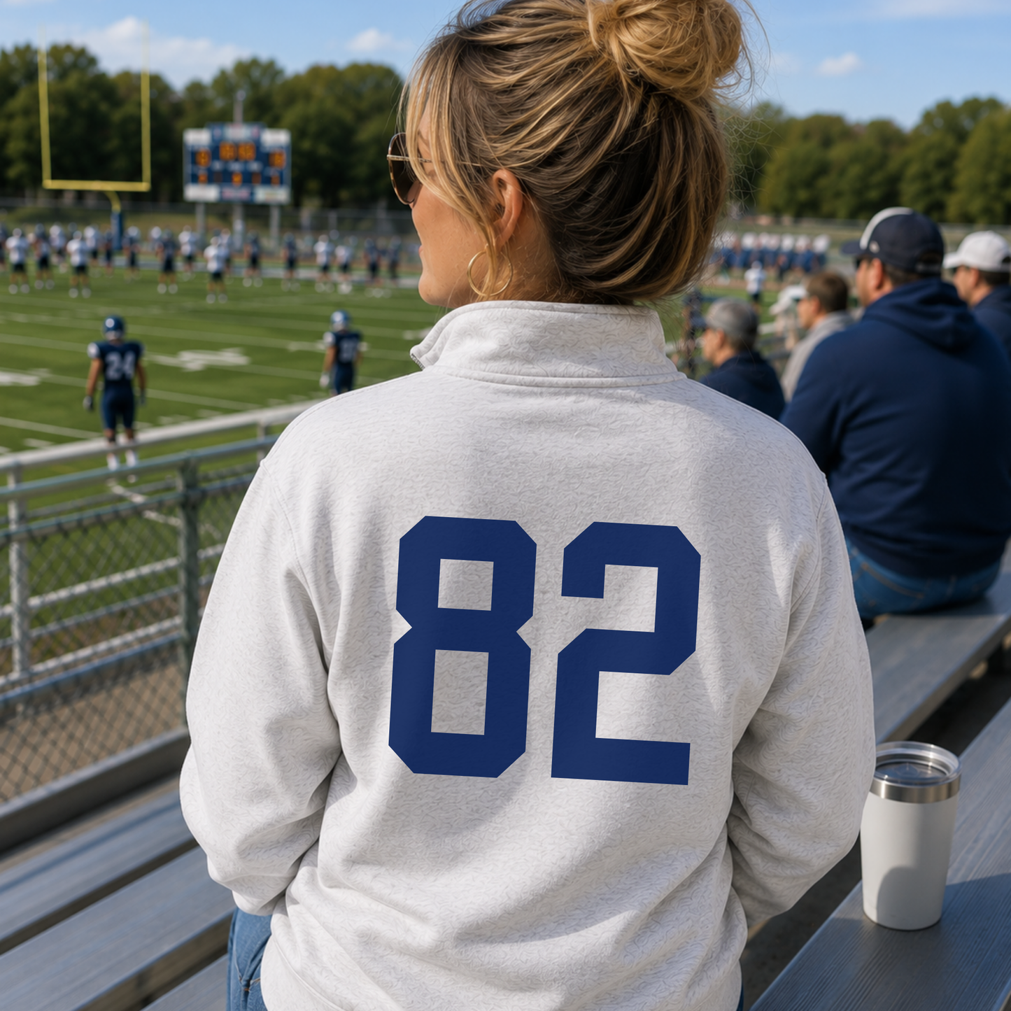 Football Mom Customized 1/4 Zip Pullover Sweatshirt