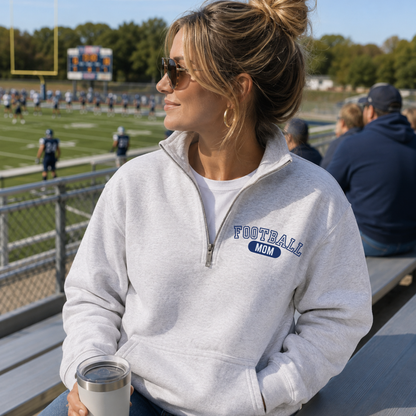 Football Mom Customized 1/4 Zip Pullover Sweatshirt